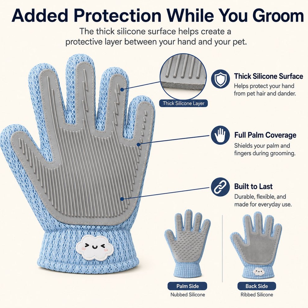Paws in Awe Dual-Sided Pet Grooming Glove for Couch & Bath Time - Gentle Deshedding, Massage & Fur Cleanup for Cats &Dogs image 4