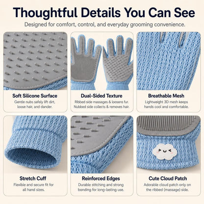 Paws in Awe Dual-Sided Pet Grooming Glove for Couch & Bath Time - Gentle Deshedding, Massage & Fur Cleanup for Cats &Dogs image 8