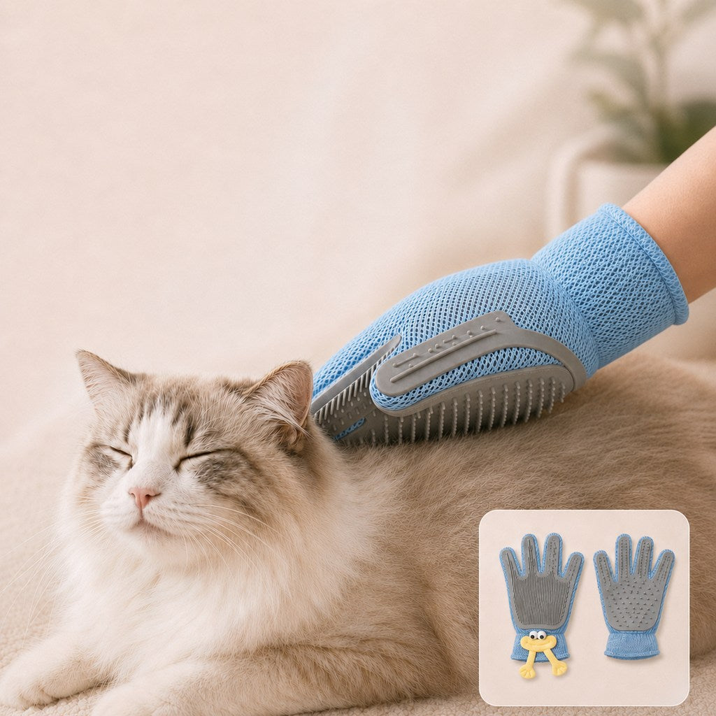 Paws in Awe Dual-Sided Pet Grooming Glove for Couch & Bath Time - Gentle Deshedding, Massage & Fur Cleanup for Cats &Dogs image 14