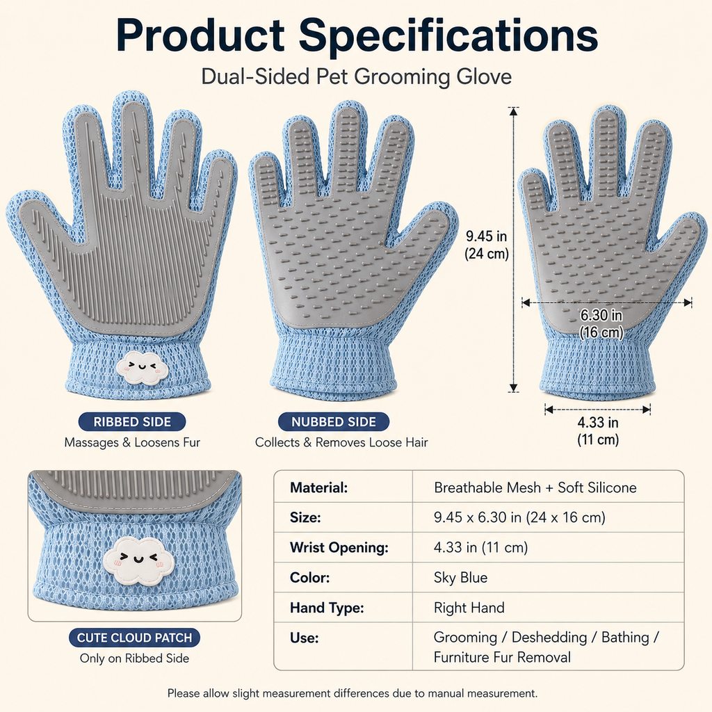 Paws in Awe Dual-Sided Pet Grooming Glove for Couch & Bath Time - Gentle Deshedding, Massage & Fur Cleanup for Cats &Dogs image 11