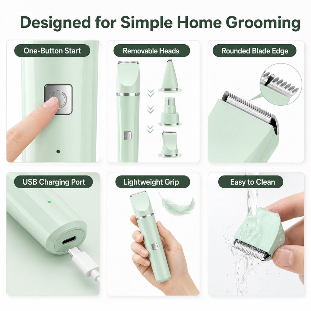 Paws in Awe 4-in-1 Cordless Pet Grooming Trimmer for Dogs & Cats - At-Home Paw, Face & Body Hair Touch-Ups for Nervous Pets image 11