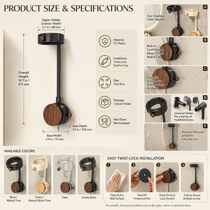 Pet hair dryer holder product size and specifications