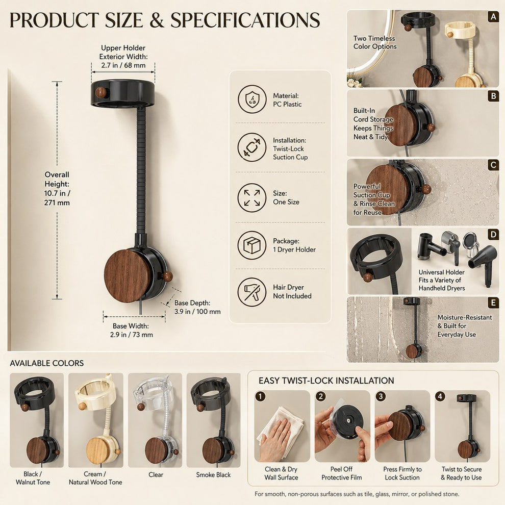 Pet hair dryer holder product size and specifications