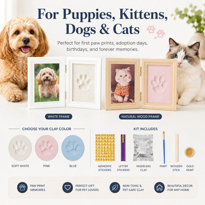 Paws in Awe Pet Paw Print Frame Kit for Dogs & Cats - DIY Keepsake Photo Frame for Home Display, First Paw Memories & Pet Loss Sympathy Gift image 6
