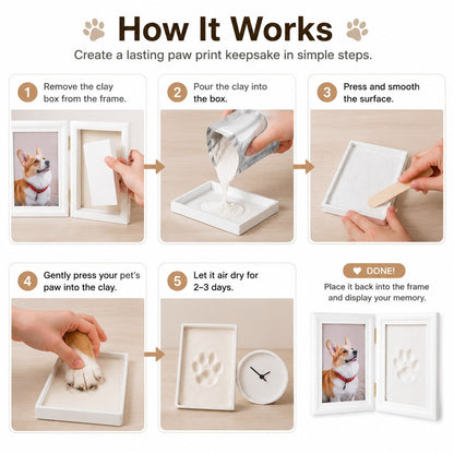 Paws in Awe Pet Paw Print Frame Kit for Dogs & Cats - DIY Keepsake Photo Frame for Home Display, First Paw Memories & Pet Loss Sympathy Gift image 5