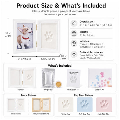 Pet paw print frame kit for dogs and cats