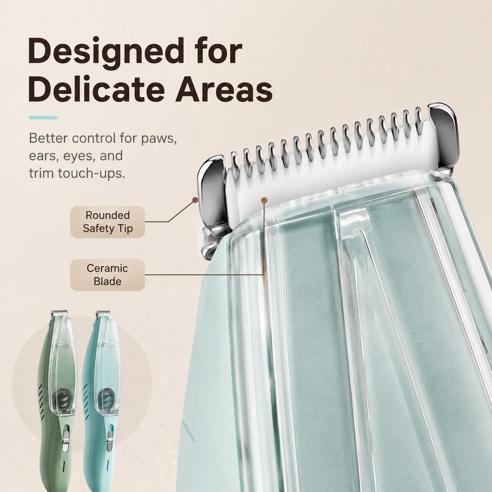 Pet paw trimmer designed for controlled trimming around delicate areas.