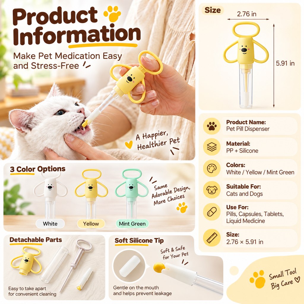 Paws in Awe Pet Pill Dispenser for Cats and Dogs - Easy At-Home Medicine Feeder with Soft Silicone Tips image 9