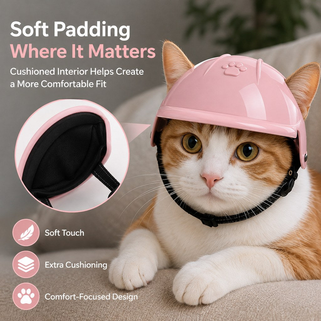 Paws in Awe Lightweight Pet Protective Helmet for Car Rides & Outdoor Adventures - Adjustable Open-Ear Head Guard for Cats & Small Dogs image 8