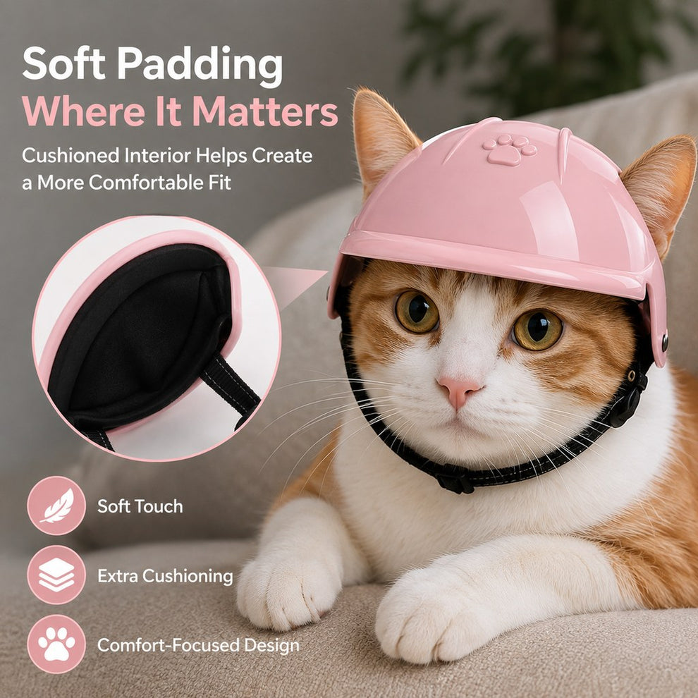 Paws in Awe Lightweight Pet Protective Helmet for Car Rides & Outdoor Adventures - Adjustable Open-Ear Head Guard for Cats & Small Dogs image 8