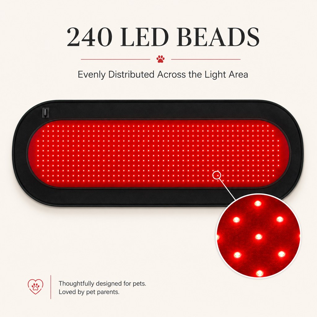 Pet light wellness mat with 240 evenly arranged LED beads