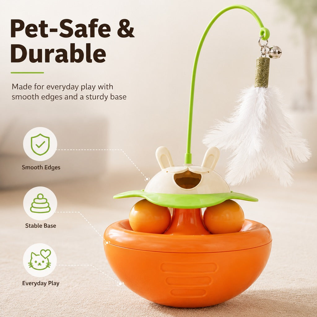 Paws in Awe Interactive Wobble Cat Toy for Indoor Cats - Treat-Dispensing Feather Teaser That Keeps Cats Busy image 8