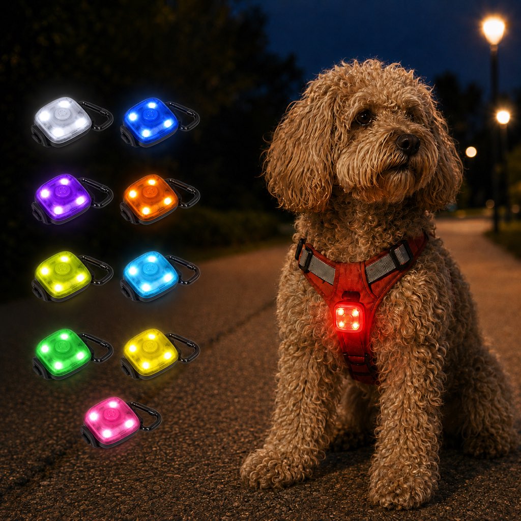 Paws in Awe Clip-On Pet Safety Light for Night Walks - Helps Dogs & Cats Stay Visible After Dark image 1