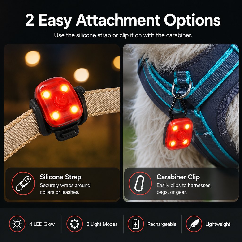 Paws in Awe Clip-On Pet Safety Light for Night Walks - Helps Dogs & Cats Stay Visible After Dark image 7