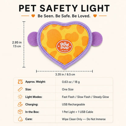 Rechargeable heart pet visibility light for evening walks