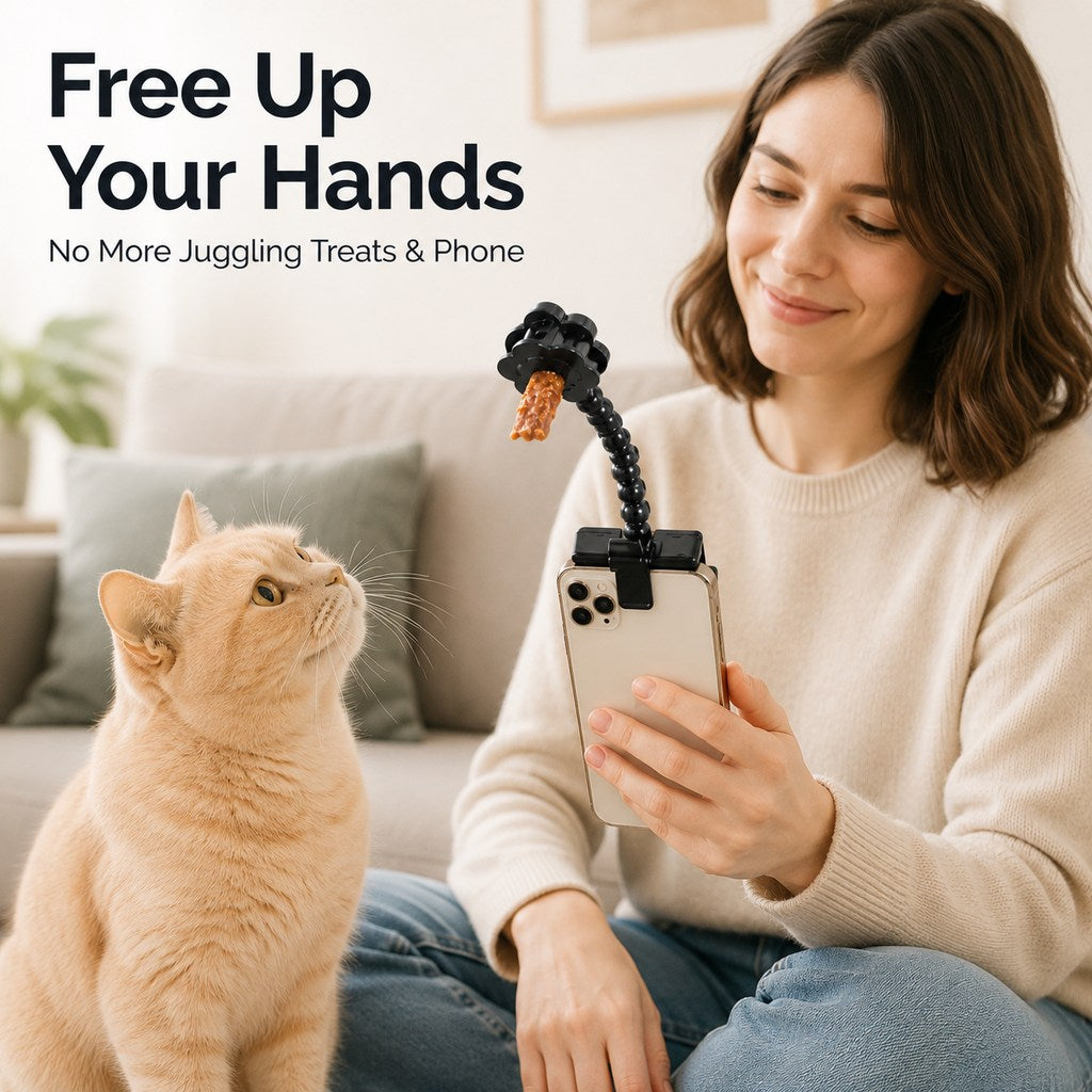 Paws in Awe Pet Selfie Clip for Cat & Dog Photos - Treat Holder Phone Attachment for Pets That Won't Look image 4