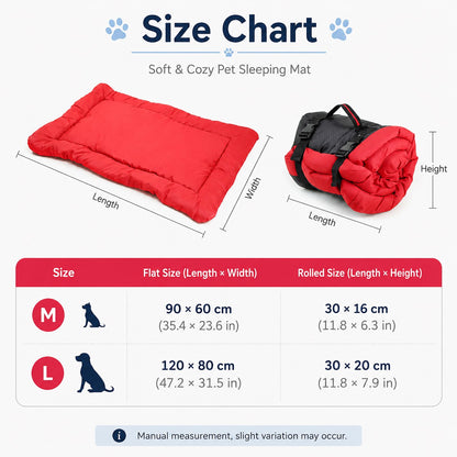 Paws in Awe Portable Outdoor Dog Bed for Camping &Car Travel - Roll-Up Mat for Clean, Comfortable Rest