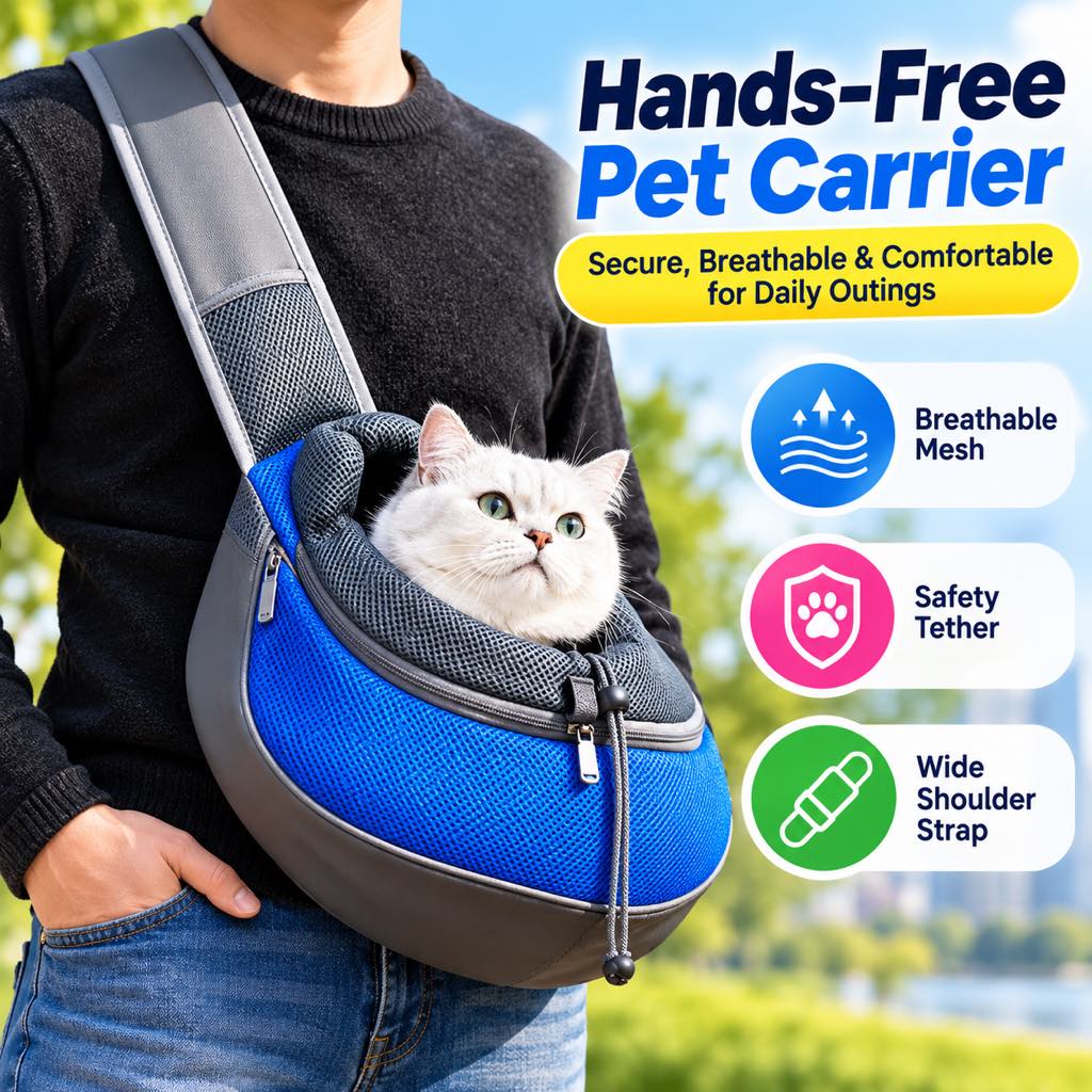 Hands-free pet sling carrier for daily walks