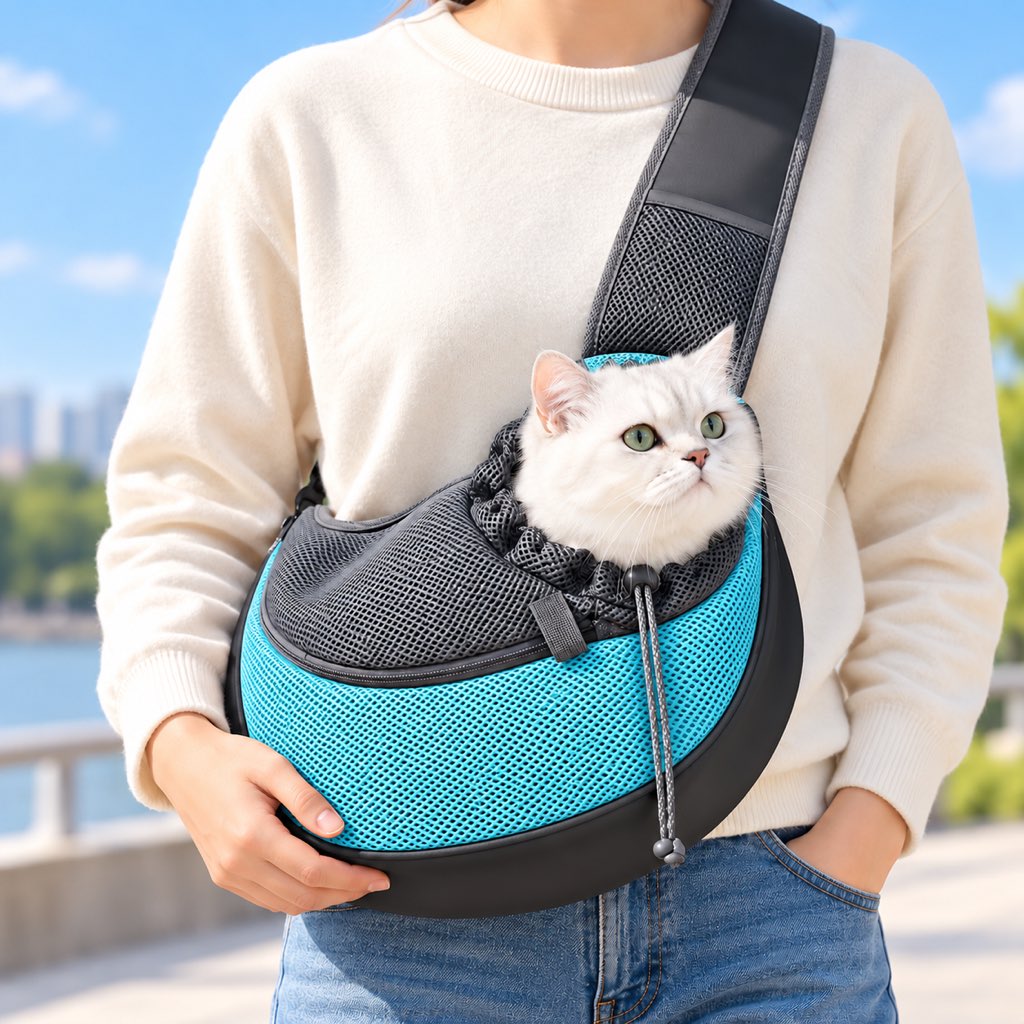 Lake Blue pet sling carrier for cats and small dogs