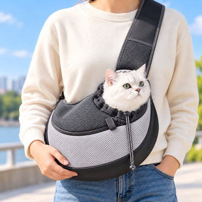 Light Gray pet sling carrier for cats and small dogs