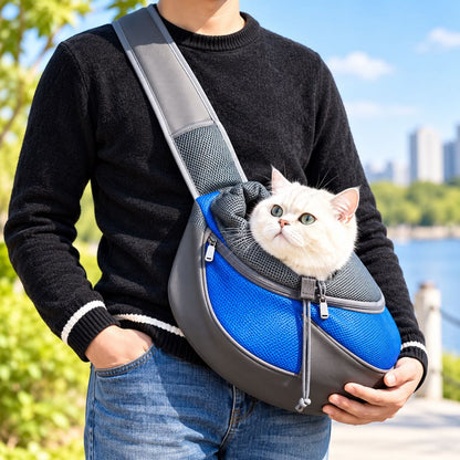 Royal Blue pet sling carrier for cats and small dogs