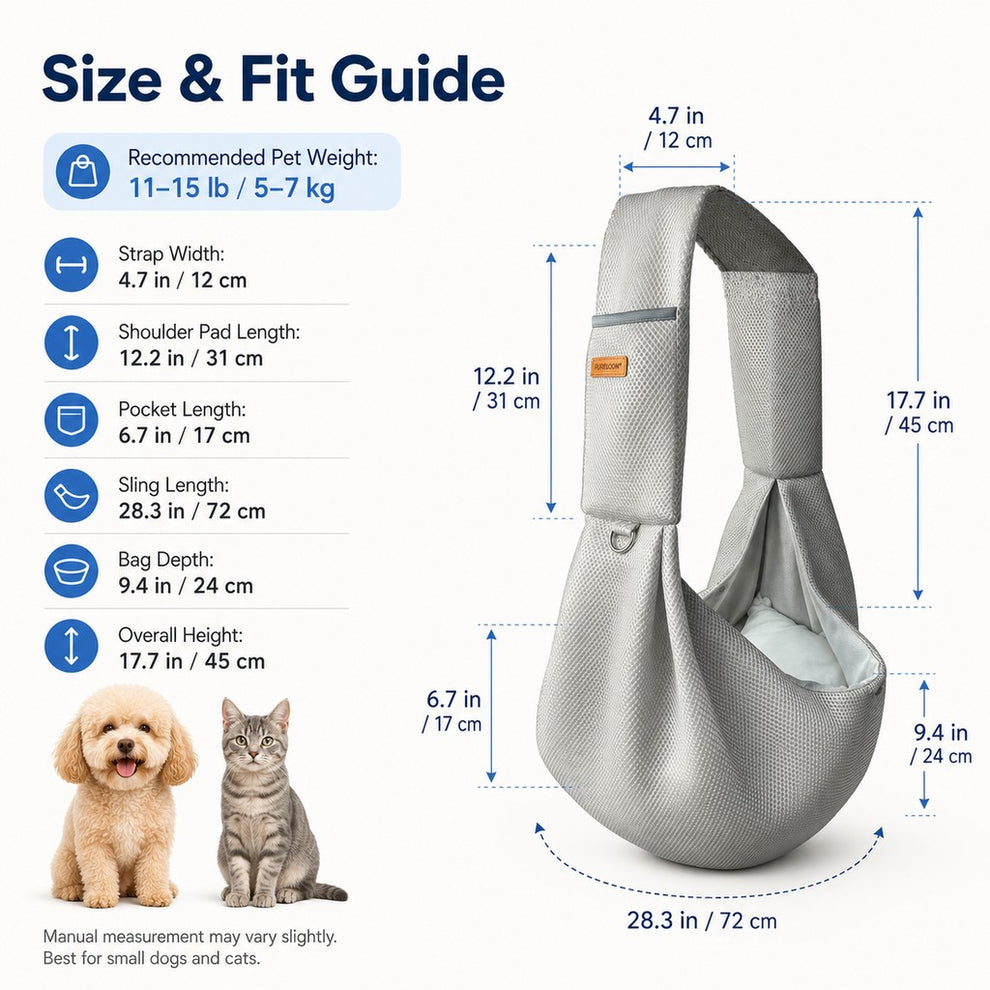 Paws in Awe Crossbody Pet Sling Carrier for Small Dogs & Cats - Breathable Hands-Free Travel Bag for Walks, Errands & Vet Visits image 9