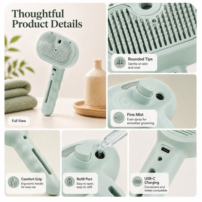 Paws in Awe Pet Spray Grooming Brush for Cats & Dogs - Gentle Mist De-Shedding Comb for Loose Fur, Flying Hair & Daily Coat Care image 10