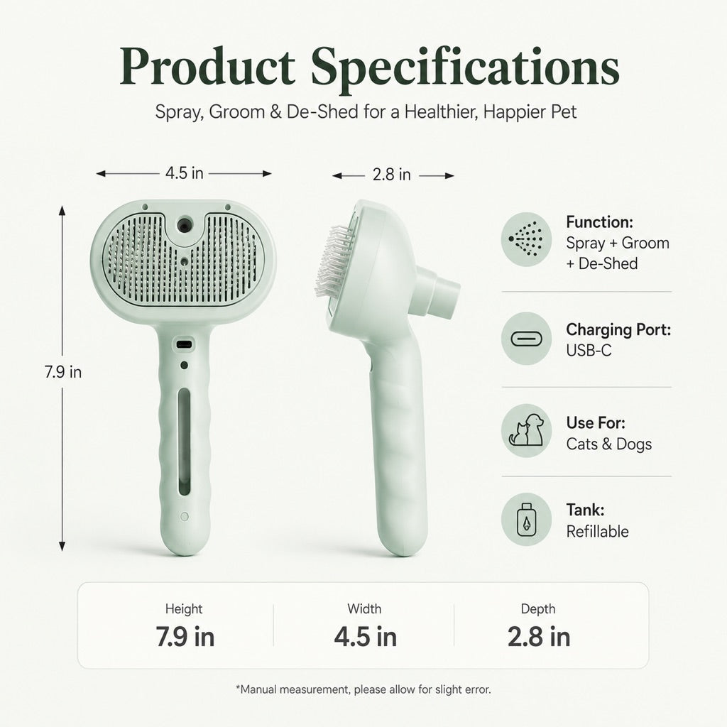 Paws in Awe Pet Spray Grooming Brush for Cats & Dogs - Gentle Mist De-Shedding Comb for Loose Fur, Flying Hair & Daily Coat Care image 11