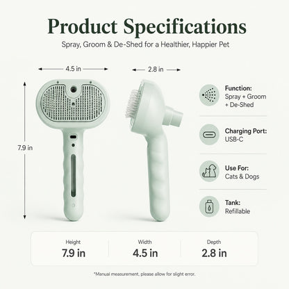 Paws in Awe Pet Spray Grooming Brush for Cats & Dogs - Gentle Mist De-Shedding Comb for Loose Fur, Flying Hair & Daily Coat Care image 11