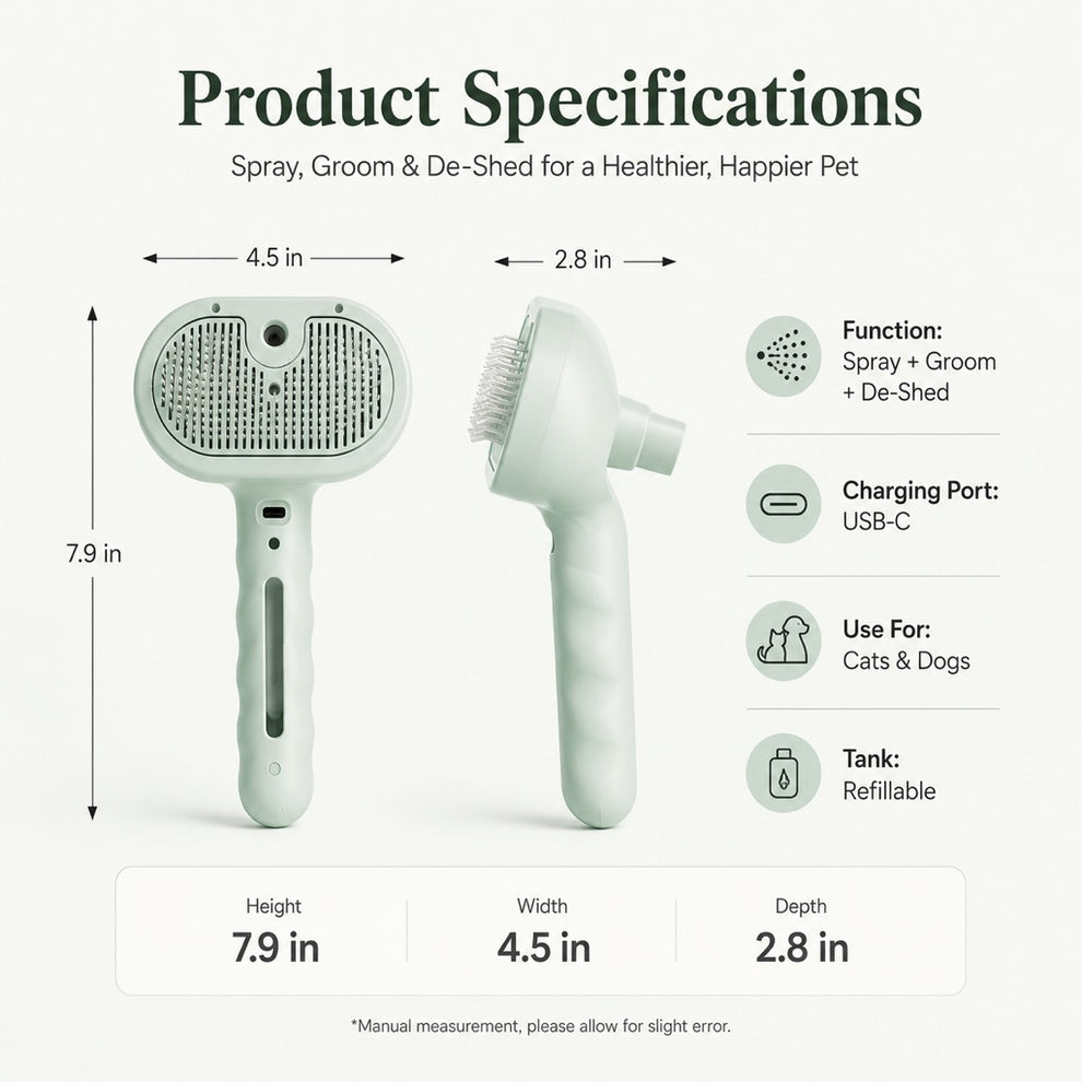 Paws in Awe Pet Spray Grooming Brush for Cats & Dogs - Gentle Mist De-Shedding Comb for Loose Fur, Flying Hair & Daily Coat Care image 11