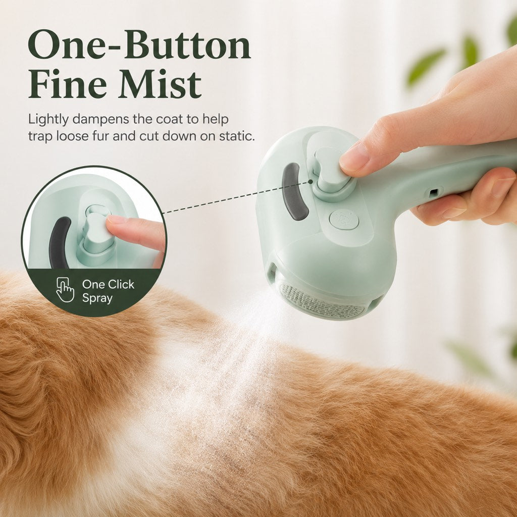 Paws in Awe Pet Spray Grooming Brush for Cats & Dogs - Gentle Mist De-Shedding Comb for Loose Fur, Flying Hair & Daily Coat Care image 3