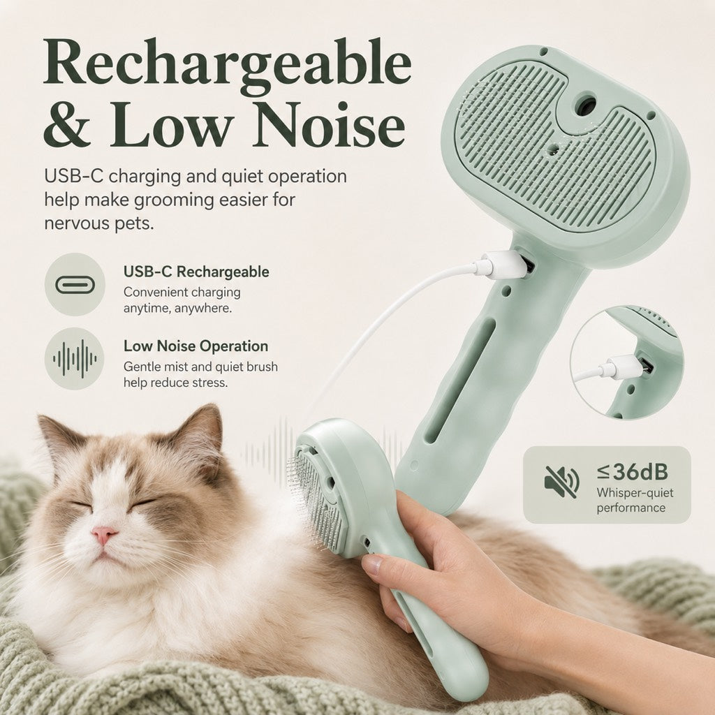 Paws in Awe Pet Spray Grooming Brush for Cats & Dogs - Gentle Mist De-Shedding Comb for Loose Fur, Flying Hair & Daily Coat Care image 6