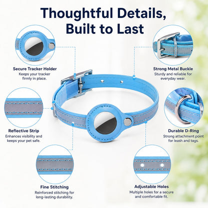 Paws in Awe AirTag-Compatible Reflective Pet Tracking Collar for Cats & Small Dogs - Secure Holder for Outdoor Adventures & Night Visibility image 4