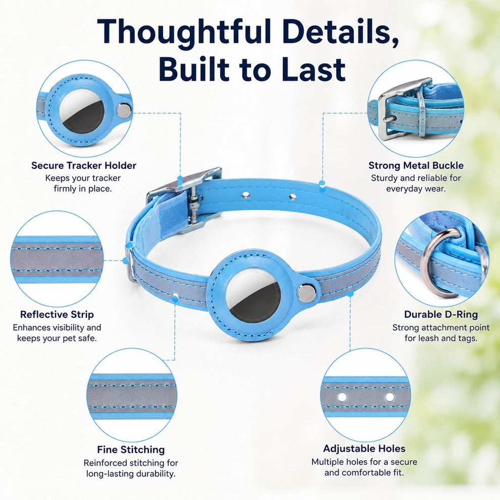 Paws in Awe AirTag-Compatible Reflective Pet Tracking Collar for Cats & Small Dogs - Secure Holder for Outdoor Adventures & Night Visibility image 4