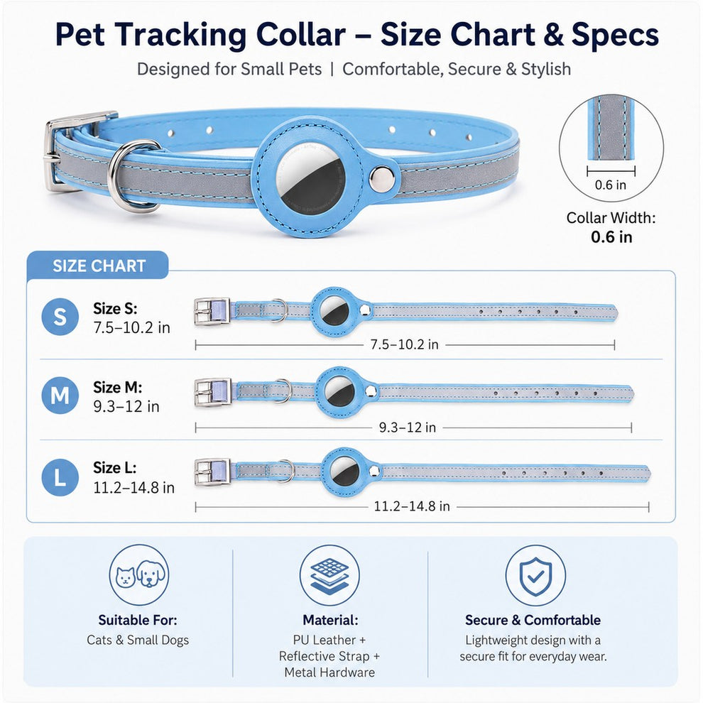 Paws in Awe AirTag-Compatible Reflective Pet Tracking Collar for Cats & Small Dogs - Secure Holder for Outdoor Adventures & Night Visibility image 9