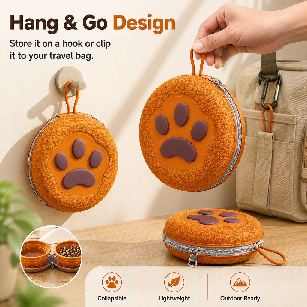Paws in Awe Paw-Shaped Collapsible Pet Travel Bowl Set for Walks, Camping & Road Trips - Feed Anywhere Without Bulky Bowls image 7