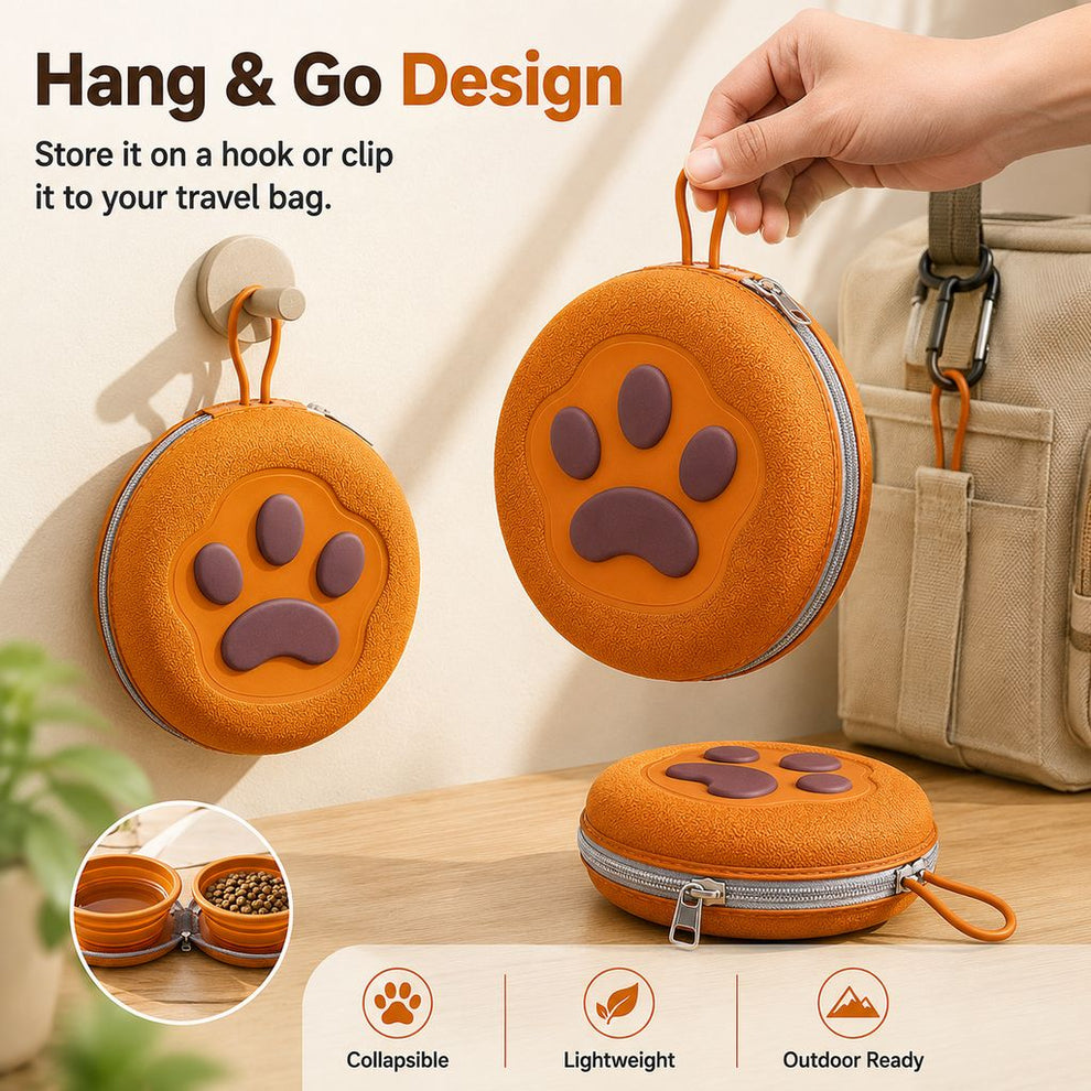 Paws in Awe Paw-Shaped Collapsible Pet Travel Bowl Set for Walks, Camping & Road Trips - Feed Anywhere Without Bulky Bowls image 7