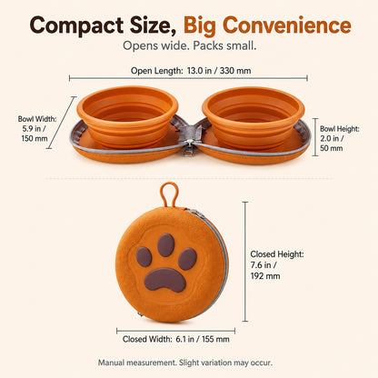 Paws in Awe Paw-Shaped Collapsible Pet Travel Bowl Set for Walks, Camping & Road Trips - Feed Anywhere Without Bulky Bowls image 8