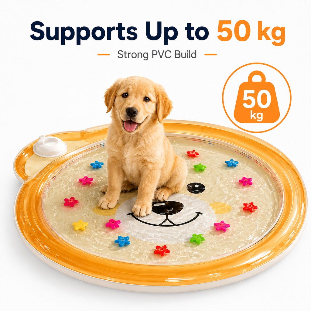 Paws in Awe Pet Splash Water Mat for Cats & Dogs – Cooling Summer Play Pad for Bored Pets image 6