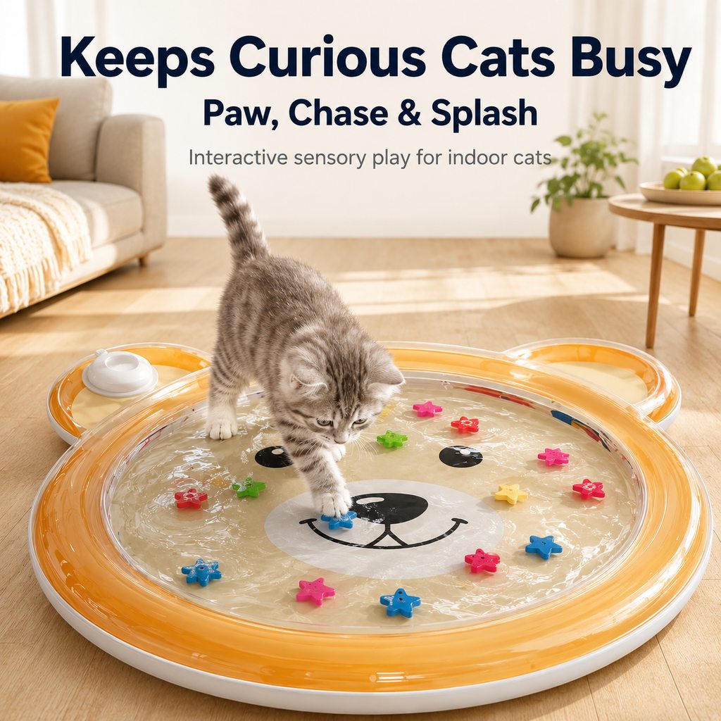Paws in Awe Pet Splash Water Mat for Cats & Dogs – Cooling Summer Play Pad for Bored Pets image 2