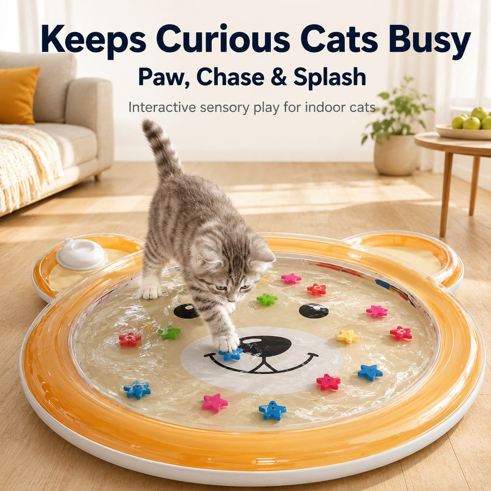 Paws in Awe Pet Splash Water Mat for Cats & Dogs – Cooling Summer Play Pad for Bored Pets image 2