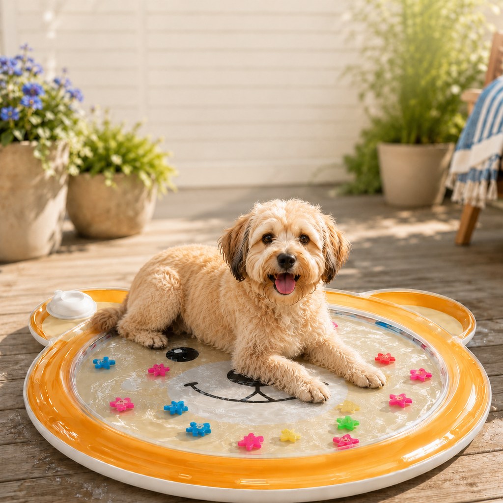 Paws in Awe Pet Splash Water Mat for Cats & Dogs – Cooling Summer Play Pad for Bored Pets image 1