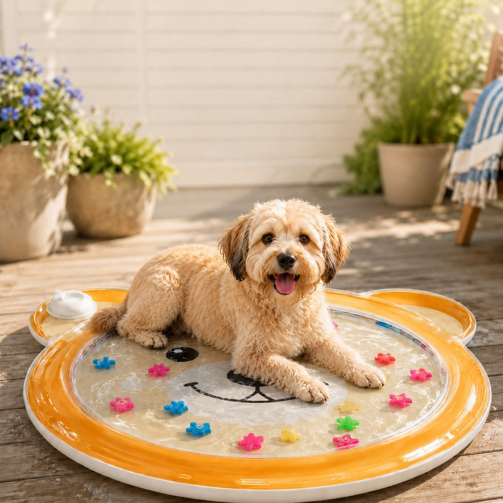 Paws in Awe Pet Splash Water Mat for Cats & Dogs – Cooling Summer Play Pad for Bored Pets image 1