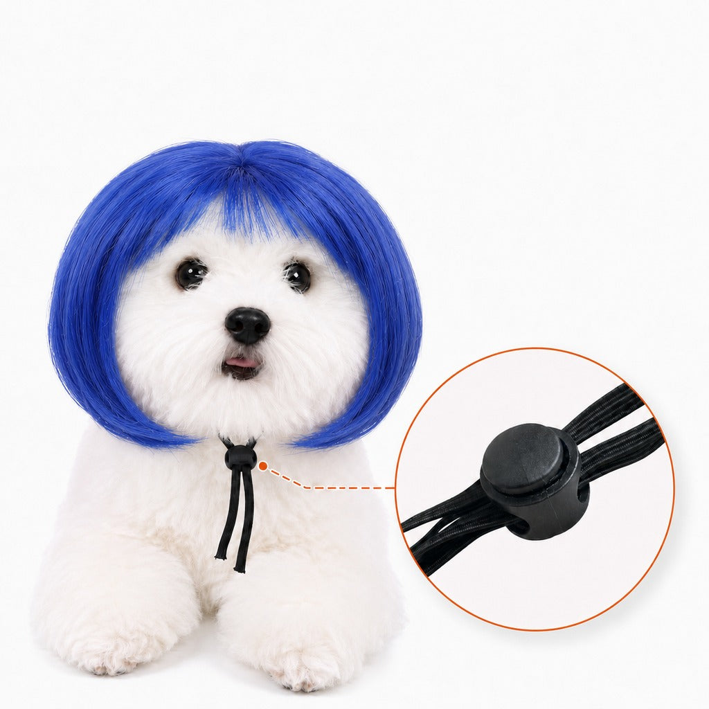 Paws in Awe Funny Short Bob Pet Wig for Photos & Parties - Easy Costume Prop for Cats & Small Dogs image 15