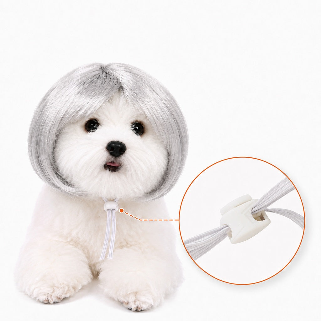 Paws in Awe Funny Short Bob Pet Wig for Photos & Parties - Easy Costume Prop for Cats & Small Dogs image 17