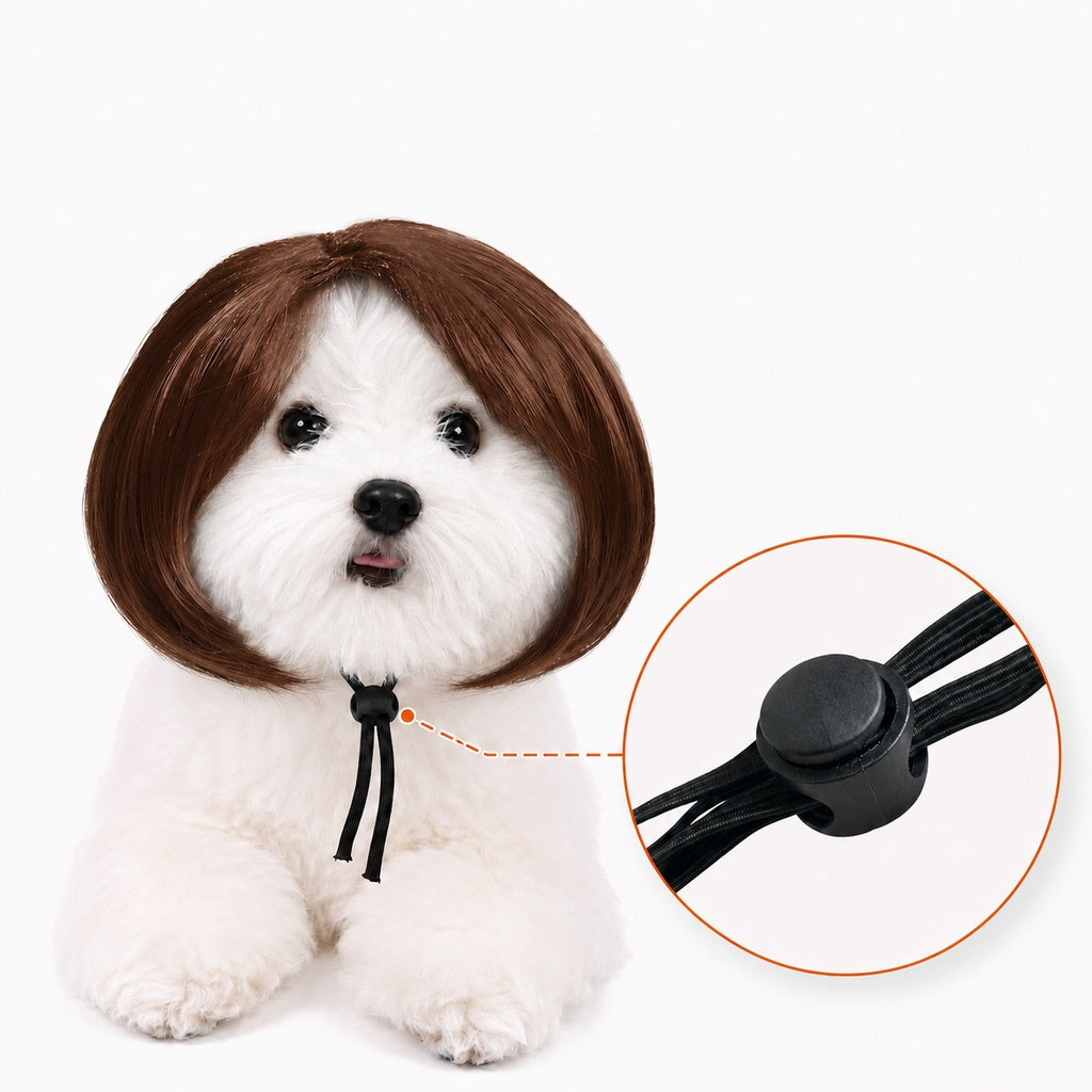 Paws in Awe Funny Short Bob Pet Wig for Photos & Parties - Easy Costume Prop for Cats & Small Dogs image 11