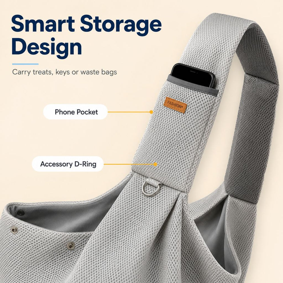 Paws in Awe Crossbody Pet Sling Carrier for Small Dogs & Cats - Breathable Hands-Free Travel Bag for Walks, Errands & Vet Visits image 8