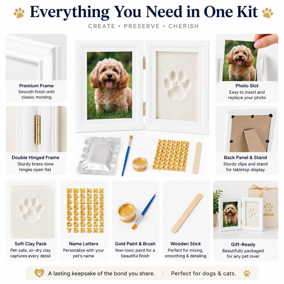 Photo and paw print double frame display