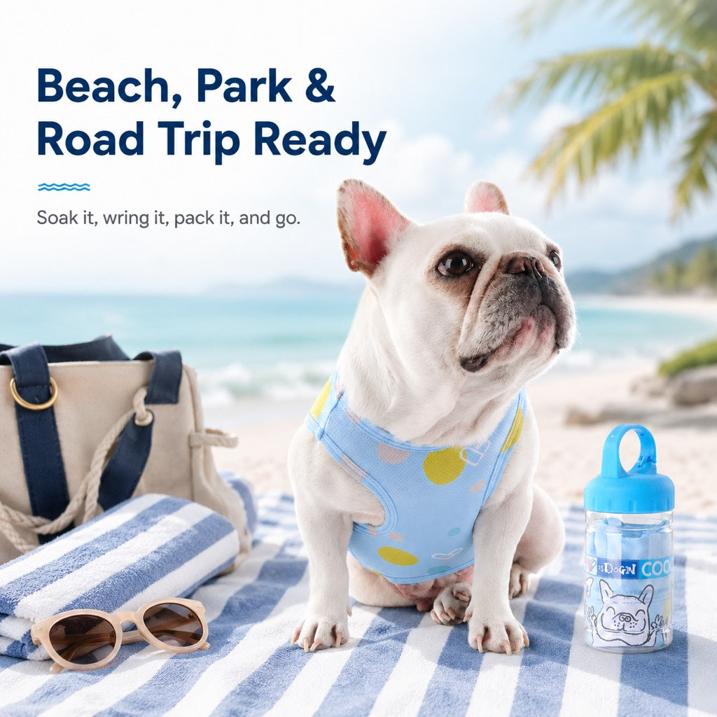 Pink French Bulldog cooling vest with cute dog print