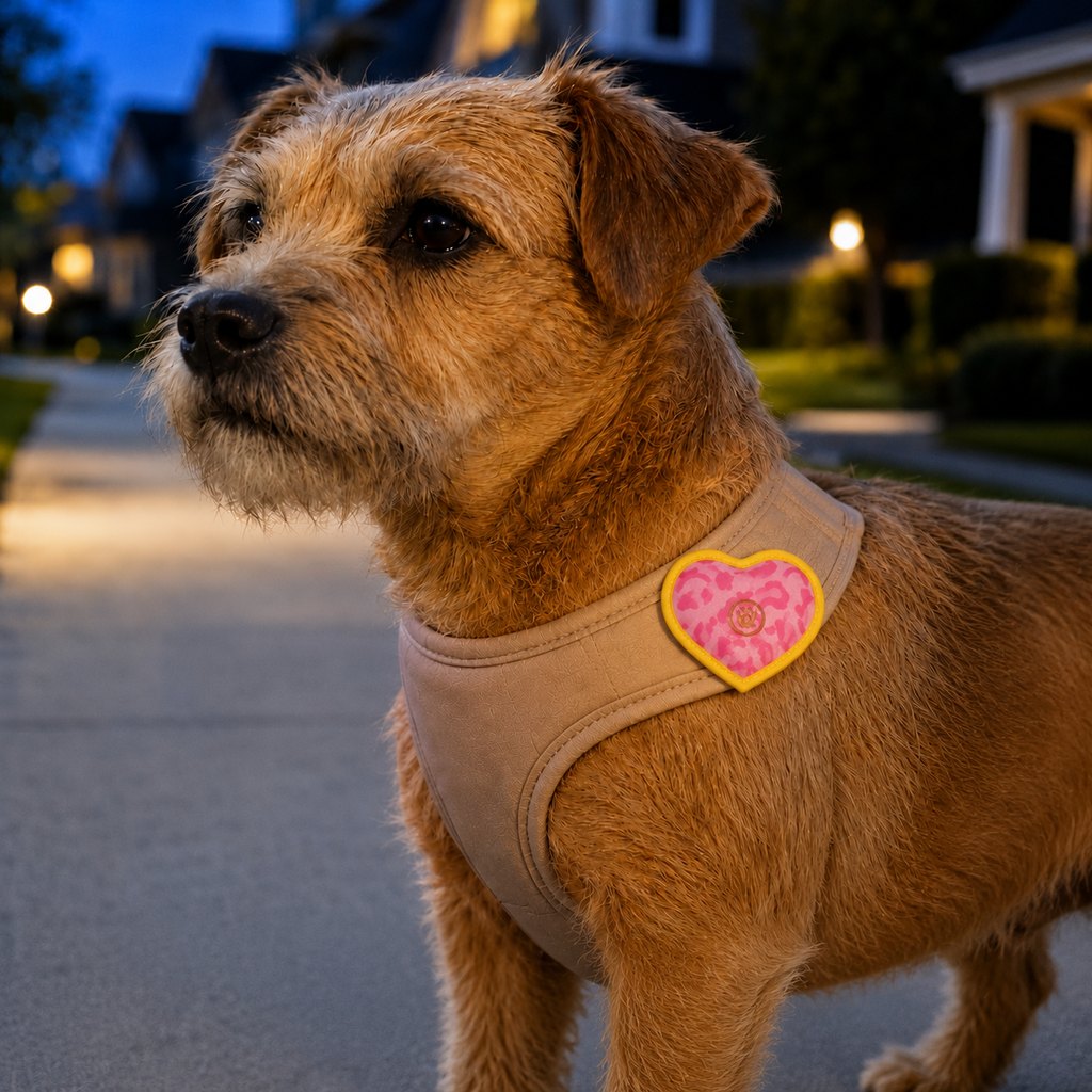 Rechargeable heart pet visibility light for evening walks